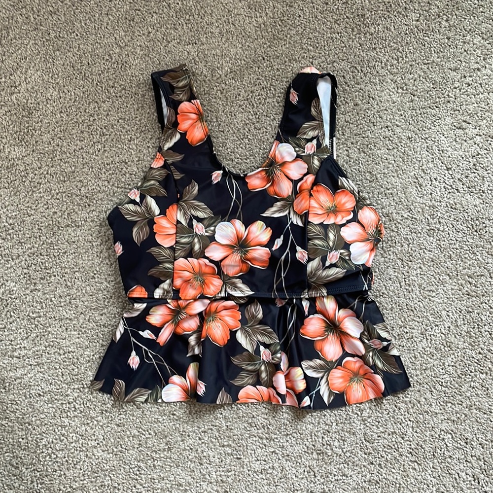 Floral Print Ruched Side Bikini Swimsuit top